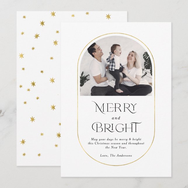 Tarjeta Festiva Sencilla familia de Navidades modernos del Arco Mi (Anverso / Reverso)