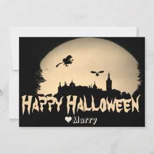 Tarjeta Festiva Sencilla familia espeluznante Feliz Halloween Cala
