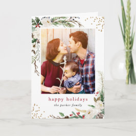 Tarjeta Festiva Sencilla Foto Botánica Invernal Elegante de Saludo