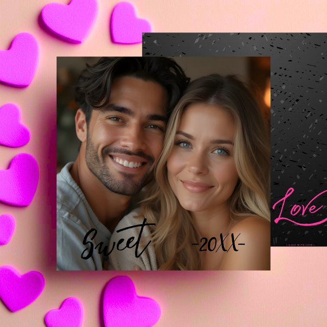 Tarjeta Festiva Sencilla foto de dulce y amor negro (Simple Sweet & Love Photo Black Holiday Card)