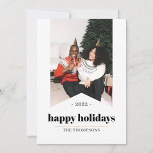 Tarjeta Festiva Sencilla Foto de Felices Fiestas Minimalista Moder