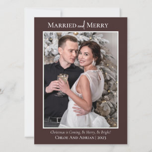 Tarjeta Festiva Sencilla foto de Navidades casados y merry recién