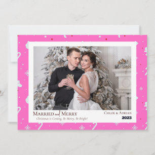 Tarjeta Festiva Sencilla foto de Navidades casados y merry recién