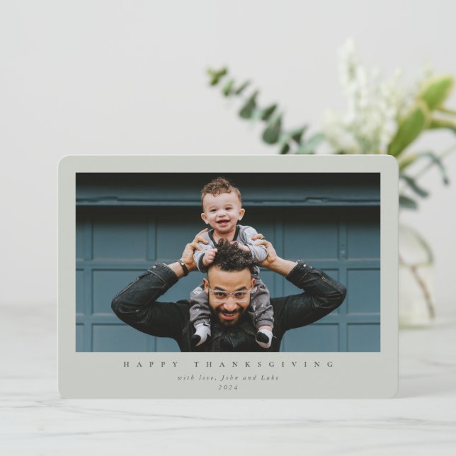 Tarjeta Festiva Sencilla Foto Única Moderna Feliz Día de Acción de (Anverso de pie)