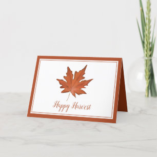 Tarjeta Festiva Sencilla hoja de arce de otoño roja