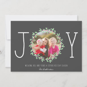 Tarjeta Festiva Sencilla joya Wreath Navidades grises oscuros