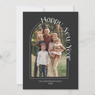 Tarjeta Festiva Sencilla marina de fotos de Año Nuevo Feliz