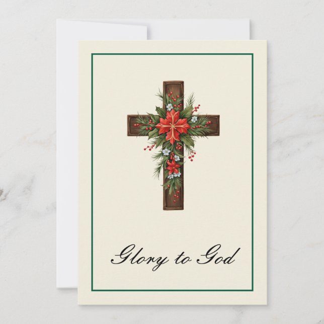 Tarjeta Festiva Sencilla Religión Cristiano Navidades Jesús (Anverso)