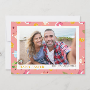 Tarjeta Festiva Sencilla y elegante foto de la familia de huevos d