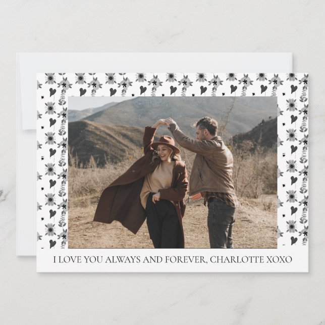 Tarjeta Festiva Sencilla y elegante foto de pareja el día de San V (Anverso)