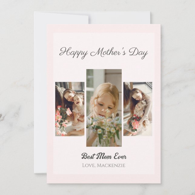 Tarjeta Festiva Sencilla y elegante foto del Día de las Madres Fel (Anverso)