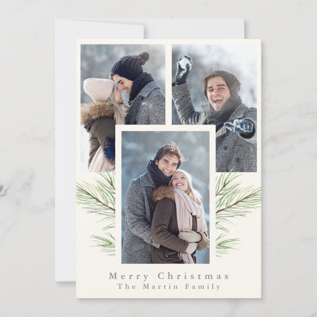 Tarjeta Festiva Sencilla y festiva vegetación Marfil 3 Foto (Anverso)