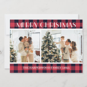 Tarjeta Festiva Sencilla y moderna familia de Navidades de ropa in