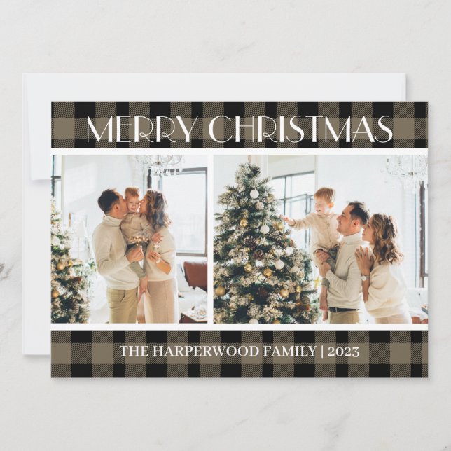 Tarjeta Festiva Sencilla y moderna familia de Navidades de ropa in (Anverso)