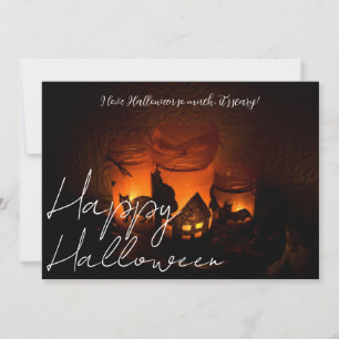 Tarjeta Festiva Sencilla y oscura familia Happy Halloween