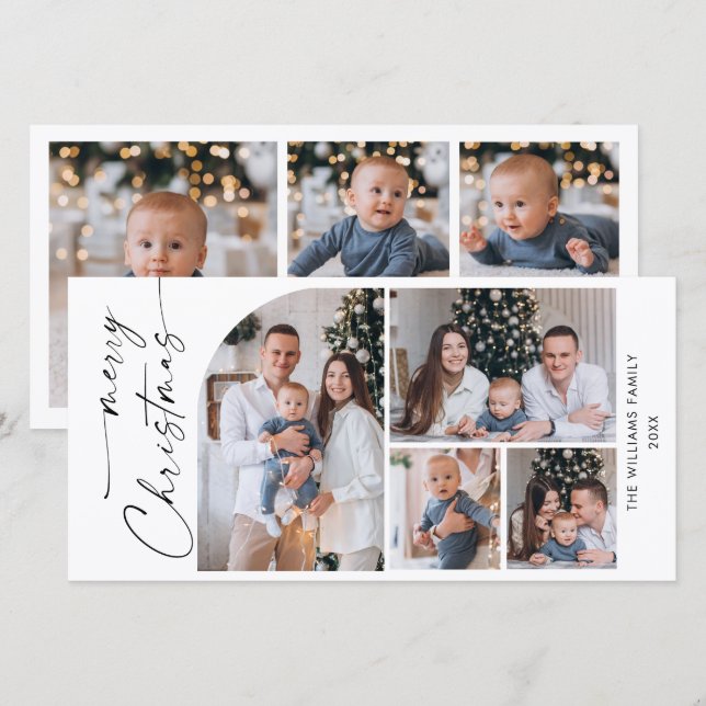 Tarjeta Festiva Sencillamente Elegante 7 Navidades FOTOGRÁFICOS Sa (Anverso / Reverso)