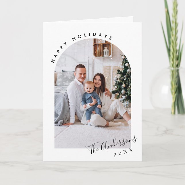 Tarjeta Festiva Sencillamente Elegante Navidades De 6 FOTOS Saluda (Anverso)
