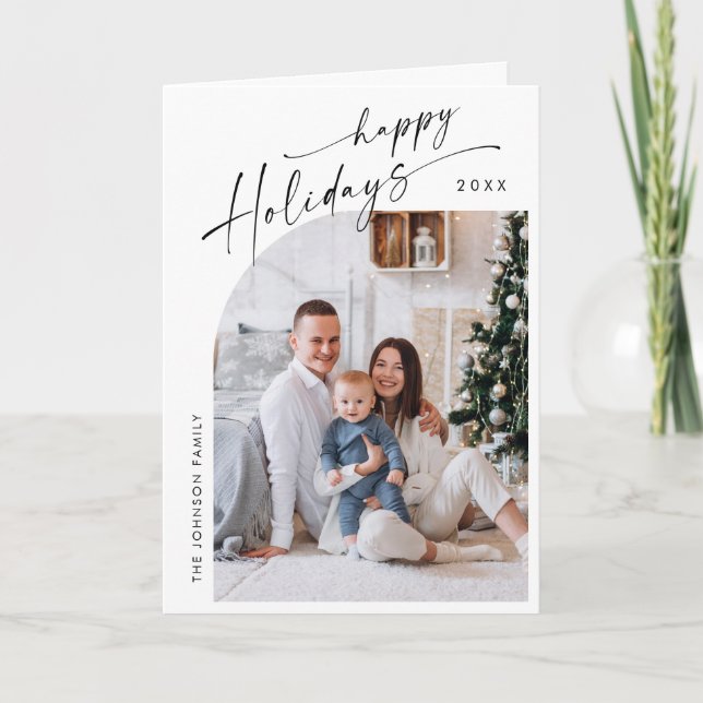 Tarjeta Festiva Sencillamente Elegante Navidades De 6 FOTOS Saluda (Anverso)