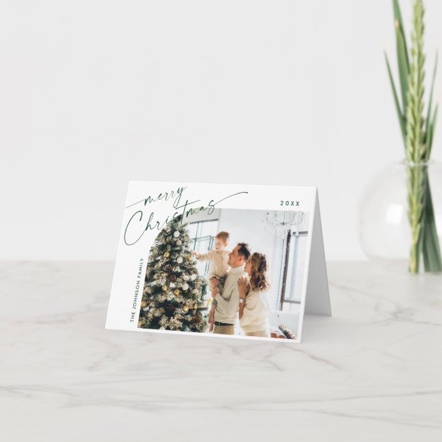 Tarjeta Festiva Sencillamente Elegante Navidades De 6 FOTOS Saluda (Anverso)