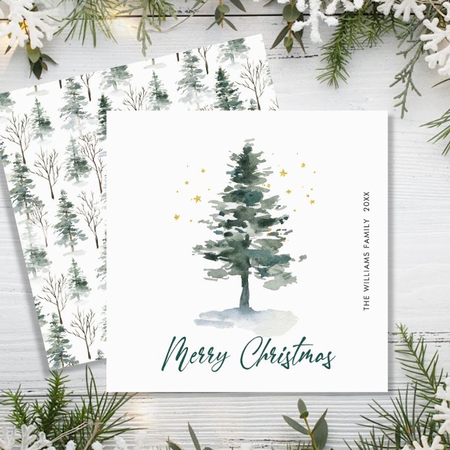 Tarjeta Festiva Sencillamente Elegante Navidades de Pino Saludo (Subido por el creador)