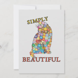 Tarjeta Festiva Sencillamente Hermosas Flores Coloridas Gato Amor