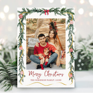 Tarjeta Festiva Sencillas huertas de vegetación Merry Christmas 1 