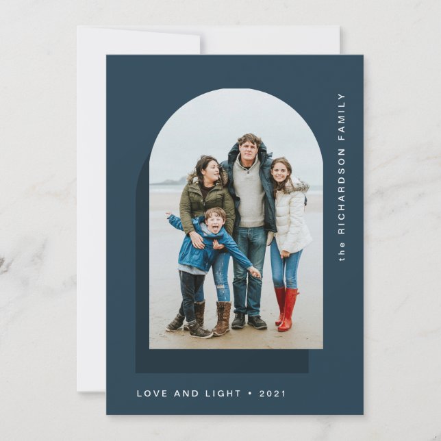 Tarjeta Festiva Sencillo Arco Hanukkah | Foto moderna de dos (Anverso)