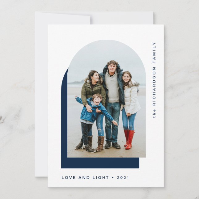Tarjeta Festiva Sencillo Arco Hanukkah | Foto Moderna Dos (Anverso)