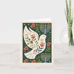 Tarjeta Festiva Sencillo Clásico y Elegante Paz y luz Janucá