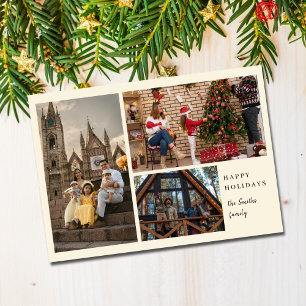 Tarjeta Festiva Sencillo collage de fotos 3 Navidades mínimos