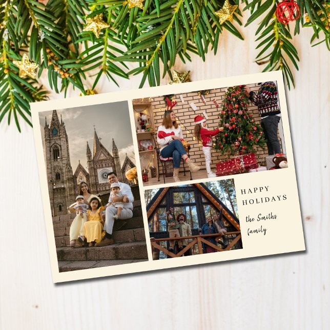 Tarjeta Festiva Sencillo collage de fotos 3 Navidades mínimos (Subido por el creador)