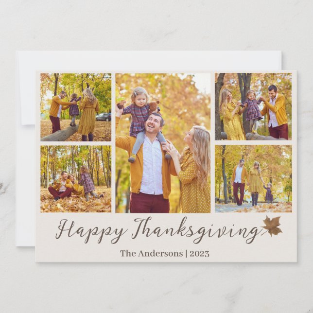 Tarjeta Festiva Sencillo collage de fotos de la familia moderna de (Anverso)