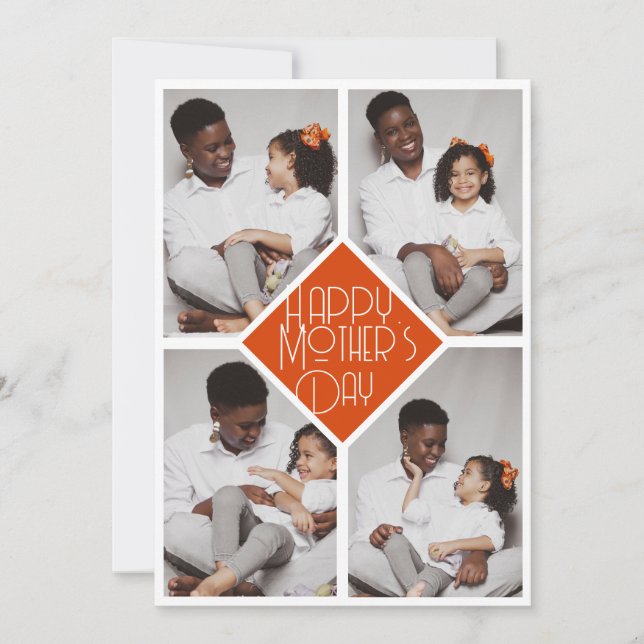 Tarjeta Festiva Sencillo collage de la familia de fotos de Día de  (Anverso)