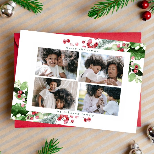 Tarjeta Festiva Sencillo Collage de Navidades modernos 4 Greeting  (Subido por el creador)