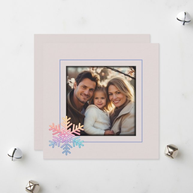 Tarjeta Festiva Sencillo copo de nieve (Anverso/Reverso In Situ)