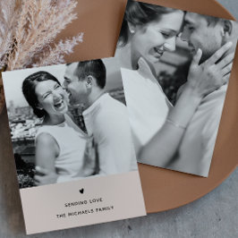 Tarjeta Festiva Sencillo Corazón Natural Taupe Valentine Greeting