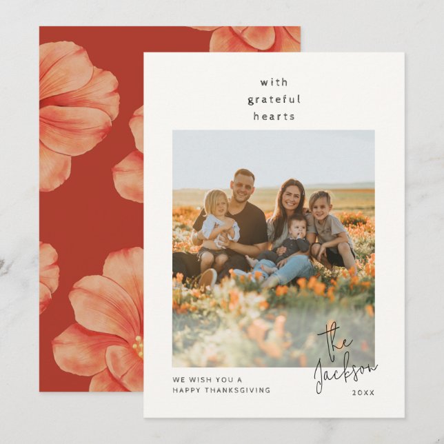 Tarjeta Festiva Sencillo Día de Acción de Gracias (Anverso / Reverso)