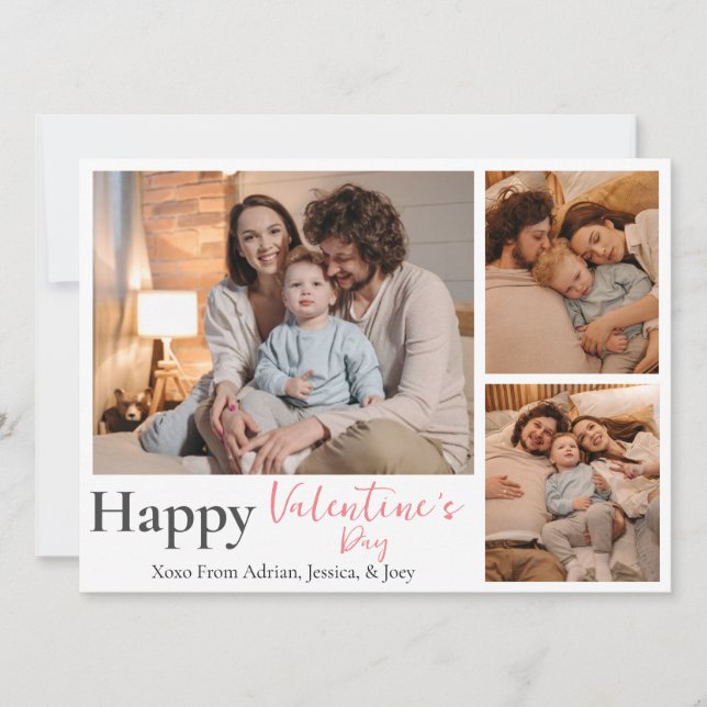 Tarjeta Festiva Sencillo Elegante Amor foto de pareja del día de S (Anverso)