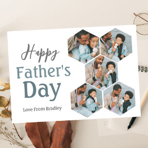 Tarjeta Festiva Sencillo elegante collage de fotos hexagonal para 