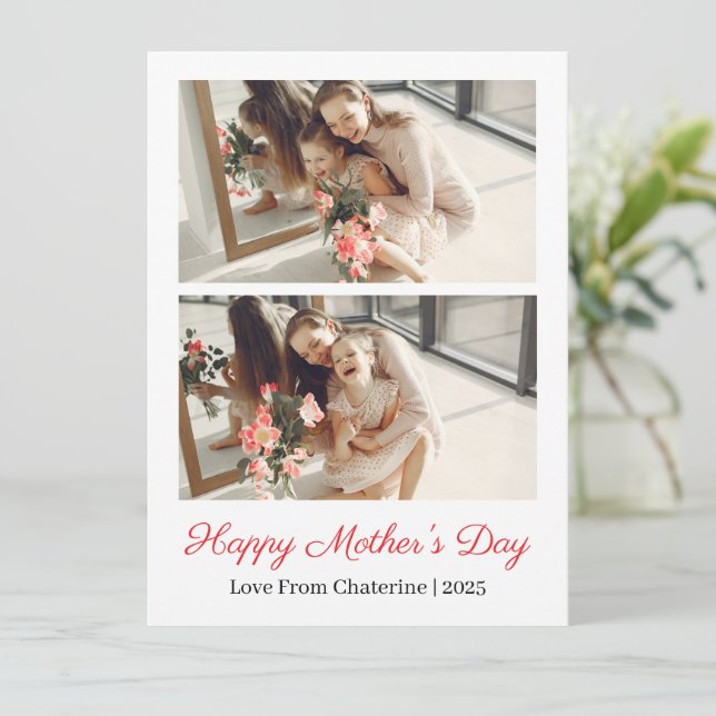 Tarjeta Festiva Sencillo Elegante Collage de Fotos Moderno del Día (Anverso de pie)