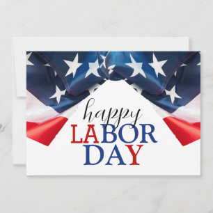 Tarjeta Festiva Sencillo elegante Feliz Día del Trabajo Rojo Azul