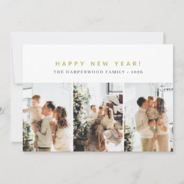 Tarjeta Festiva Sencillo Elegante Moderno Feliz Año Nuevo Tres Fot