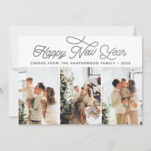 Tarjeta Festiva Sencillo Elegante Moderno Feliz Año Nuevo Tres Fot