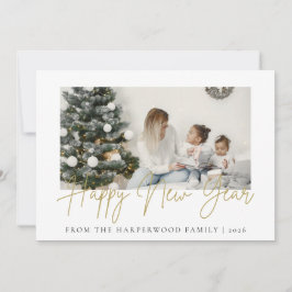 Tarjeta Festiva Sencillo Elegante Moderno Feliz Año Nuevo Una Foto
