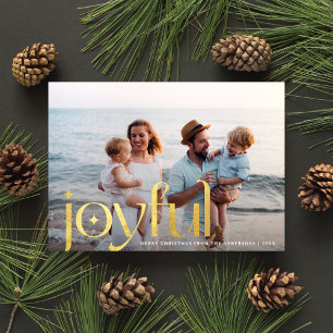 Tarjeta Festiva Sencillo elegante moderno joyful 1 Photo Gold