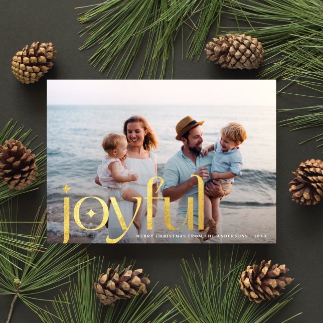 Tarjeta Festiva Sencillo elegante moderno joyful 1 Photo Gold (Subido por el creador)