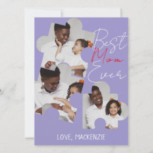 Tarjeta Festiva Sencillo Elegante Rompecabezas Día de la Madre Col