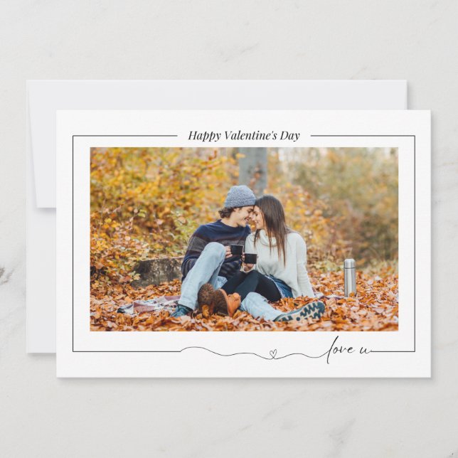 Tarjeta Festiva Sencillo Feliz Día de San Valentín Pareja te ama f (Anverso)
