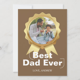 Tarjeta Festiva Sencillo Feliz día del padre, medalla de oro y fot