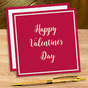 Tarjeta Festiva Sencillo guión elegante rojo Feliz Día de San Vale